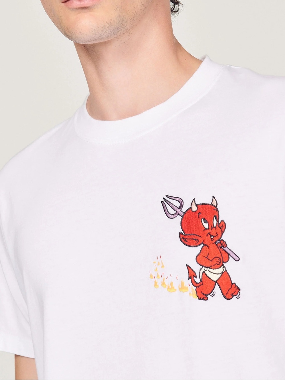 NWT Sandro x Hot Stuff White Graphic Tee Little Devil Crewneck Mens T-Shirt - L